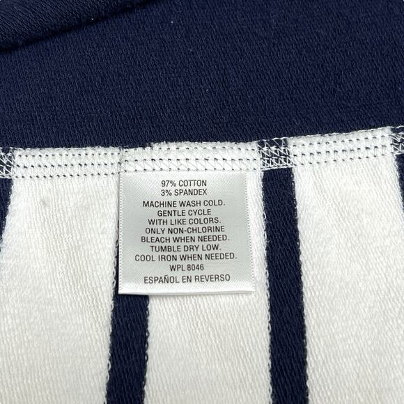 JM Collection Jacket Womens Medium Navy Blue White Stripe Full Zip Nautical - Picture 9 of 9